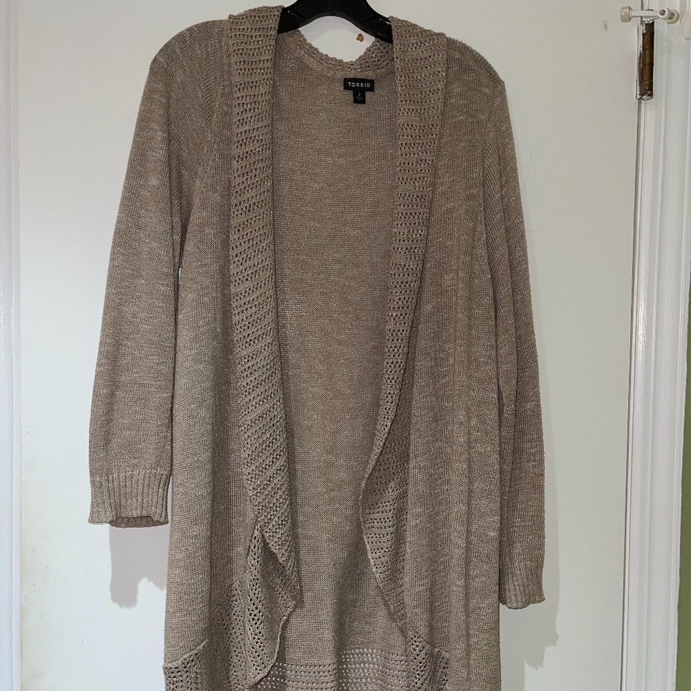 Torrid Beige Knit Cardigan, Size 2